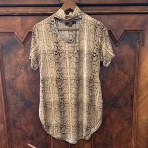 Lucky & Blessed Beige Snake Print Top